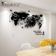 Large World Map Wall Clocks World Map Wall World Map Wall Art World Map Decor Large decorative wall clocks vinyl record clock climbing shape 3d acrylic art watch antique style minimalist wall clocks.