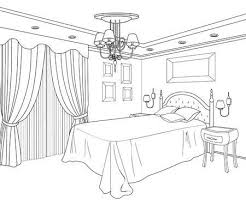 Bedroom Furniture Clipart Black And White Bedroom Furniture Editable Vector Illustration Of An Outline In 2020 Drawing Furniture Interior Design Sketches Interior