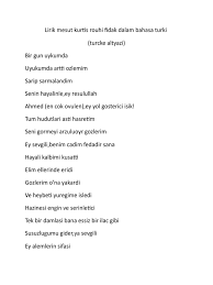 نَامَتْ أَعْيُنِي يَوْمٙانَامَتْ وَالحَنِيْنُ نَمَا Lirik Mesut Kurtis Rouhi Fidak Dalam Bahasa Turki
