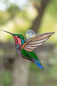 Bird In Hand Marketplace Stained Glass Hummingbird Suncatcher Gift For Christmas Custom Etsy In 2020 Stained Glass Birds Glass Birds Glass Painting Patterns