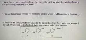 Click here to see types of organic solvents. Solved 1 Name Four Common Organic Solvents That Cannot B Chegg Com