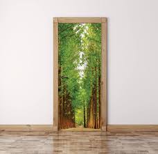 Trees Way Door Decal Self Adhesive Decor Peel And Stick Etsy Door Decals Silver Wall Decor Door Murals