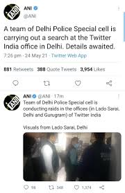 Indian police said on monday they visited a twitter office to serve notice to its country managing director about an investigation into the social media giant's tagging of a post by a ruling party. Q1bqw73vfebpom