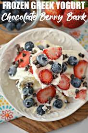 Frozen Greek Yogurt Chocolate Berry Bark Recipe Frozen Greek Yogurt Yogurt Snacks Greek Yogurt Bites