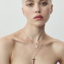 Rose gold cross 2025 necklace 14 karat