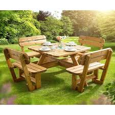 Anchor Fast 8 Seater Pine Wood Picnic Bench Visa