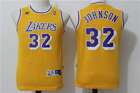 The official lakers pro shop at nba store has all the authentic lakers jerseys, hats, tees, apparel and more at the nba store. Youth Lakers 32 Earvin Johnson Yellow Basketball Jersey