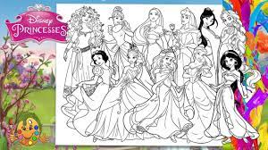 Toys princess anime comics movies superhero disney video games cartoons for boys for girls. Disney Princesses All Together Coloring Pages Coloring Book Youtube