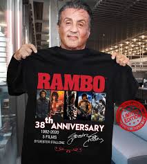 Sylvester stallone, właśc.michael sylvester gardenzio stallone (ur. Rambo 38th Anniversary 1982 2020 5 Films Sylvester Stallone Shirt