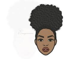 Maschine Stickerei Design, süße Mädchen, natürliche Haare, Frau,