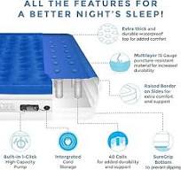 SoundAsleep Products Dream Series Luxury Air Mattress, ComfortCoil  Technology, Built-in High Capacity Pump for Home, Camping- Double Height,  ...