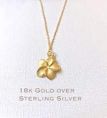 Sale Gold Over Sterling Silver Plumeria Necklace Plumeria Etsy Silver Necklace Statement Gold Diamond Pendant Sterling Silver Pendants