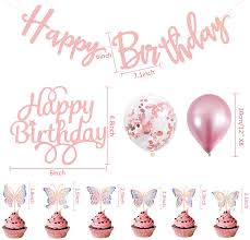 Sold and shipped by eforcity. Butterfly Birthday Decorations Garden Spring Floral Birthday Party Supplies Included Glitter Butterfly Happy Birthday Banner Cake Topper Cupcake Toppers Balloons For Home Classroom Birthday Garden Spring Themed Party Party Supplies Toys