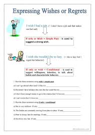 Expressing Wishes And Regrets English Esl Worksheets In 2020 Wish Grammar Writing Skills Teaching Jobs