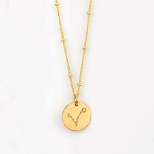 Shop online wearpisces.com and get 10% off your first order with the code 'new10' 🕊. Pisces Constellation Necklace With Monogram Engraving On Back Danique Jewelry