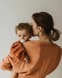 Mom Holding Toddler Wearing Matching Burn Orange Linen Outfits Gabbyyelise Motherhood Photography Mother And Child Mother And Baby