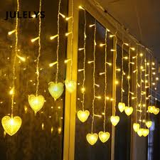 Julelys Fairy Lights Heart Led Curtain Garland Window Gerlyanda Christmas Led Lights Decoration For Wedding Holiday Party Room Holiday Lighting Aliexpress