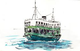 Hong Kong Kowloon Ferry Hong Kong Art Boat Illustration Painting Art Projects