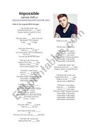 Impossible By James Arthur Esl Worksheet By Dolly2