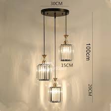 Industrial Pendant Lighting Clear Glass 3 Light Kitchen Crystal Foyer Modern Black Gold Chassis Fish Line