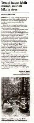 Ada sekitar 15 lubang yang berada di bagian tengah kertas teks akibat serangga. Terapi Hutan Lebih Murah Mudah Hilang Stres Universiti Putra Malaysia