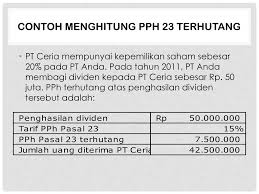 Contoh sederhana penghitungan pajak penghasilan di indonesia. Pajak Penghasilan Pasal 23 26 Ppt Download