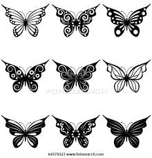 Drawing Of A Set Of Butterflies Butterfly Art Henna Butterfly Butterflies Vector