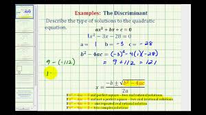 Read The Discriminant Intermediate Algebra
