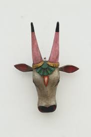 Indian Nandi Cow Grey Body And Pink Horns Boho Indian Wall Etsy Cow Head Cow Decor Wooden Sculpture