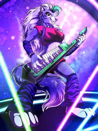 232923 - safe, artist:lupiarts, roxanne wolf (fnaf), canine, mammal, wolf,  anthro, five nights at freddy's, five nights at freddy's: security breach,  3:4, clothes, digital art, female, fur, high res, keytar, musical  instrument,