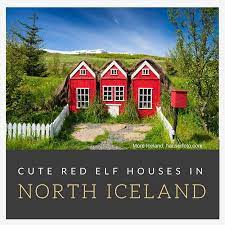 Elf Houses Three Small And Cute Red Hoses For Elves In Iceland In The Jolagardurinn Christmas Garden Near Akurey Iceland Landscape Elf House Christmas Garden
