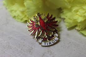 Vintage Tirol Red Eagle Brooch Pin Red And White Enamel With Etsy White Enamel Red And White Brooch