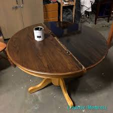 oak dining table over existing finish