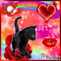 chat noir - GIF animé gratuit - PicMix