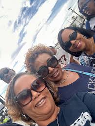 Happy Homecoming!!💙🤍 From left: Taricia Dunson, Piper Williams, Juleigh  Brown, Tonya Avery & Kimberly Readus