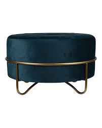 Check spelling or type a new query. Ottoman Round With Gold Leg Velvet Peacock Blue Large Living Emporium