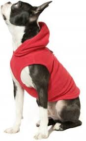 Gooby Every Day Fleece Cold Weather Dog Vest With Hoodie For Small Dogs Red Small