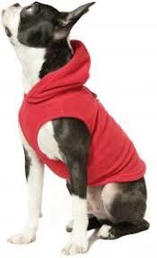 gooby every day fleece cold weather dog vest with hoodie for small dogs red small