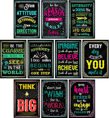 Amazon Com Motivational Posters For Classroom Office Decorations Inspirational Quote Wall Art For Teachers Students School Counselors Home Office Set Of 10 Creative Chalkboard Designs Office Products