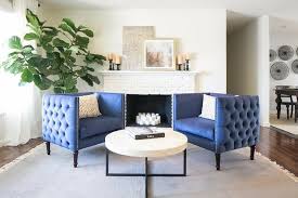 Stunning Blue Blue And White Living Room Boasts Two Blue Tufted Accent Chairs Fa Accent Chairs For Living Room Traditional Bedroom Decor Blue Living Room Decor