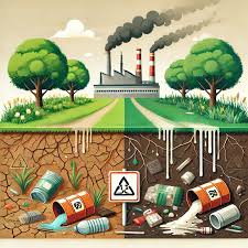 Garbage and chemicals on soil