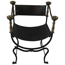 Wrought Iron Leather And Brass Italian Savonarola Chair Wrought Iron Accents Wrought Iron Hand Wrought Iron