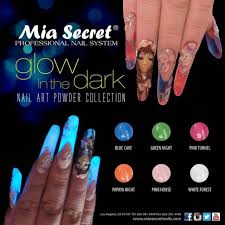 Bright green and blue acrylic nails with hand painted leopard print and 3d bows kcnails. Mia Secret Glow In The Dark Acrylic Nail Art Powder Blue Cave 22 Ml For Sale Online Ebay