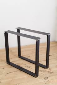 At the core of this design is an industrial and rustic finish, however there these are just like out other modern x style table bases, but built from 6'x3/8' flat bar for a extreme duty version. Raw Steel U Legs Factor Fabrication