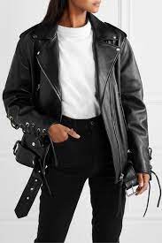 Acne Studios Lastrid Oversized Lace Up Leather Biker Jacket Net A Porter Com Jacket Outfit Women Leather Jacket Outfits Leather Jacket Black