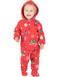 Footed Pajamas Footed Pajamas Holly Jolly Christmas Infant Hoodie Onesie Infant Large Fits 6 12mos Walmart Com Walmart Com