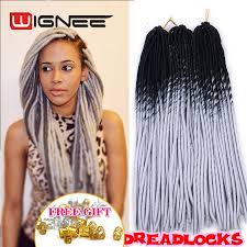 Black And White Ombre Braiding Hair 20 Inch Ombre Black Grey Color Faux Locs Crochet Braids Pre Braided Synthetic Soft Dreadl Braid In Hair Extensions Wholesale Hair Extensions Braided Hairstyles