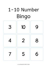 Kindergarten, first, second, third, fourth, fifth, sith, seventh 1 10 Number Bingo Cards