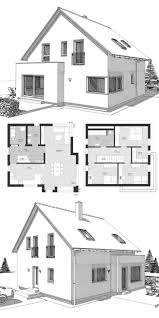 The modern style combines sharp angles with lower or single pitched rooflines. Modern Single Family House New Building Floor Plan Classic With Saddle Roof Architecture De House Projects Architecture Roof Architecture Building Plan