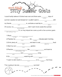 And, here's a look at the original texts i pulled from! Silly Summer Goals Word Fill In Scholastic Parents